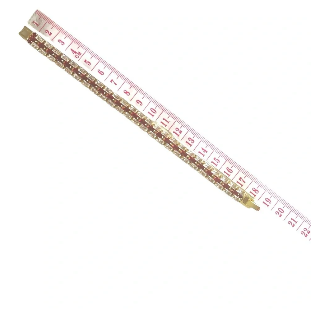 Elegant Gold Plated Red Bracelet. 7 Inc.Length/18 cm.